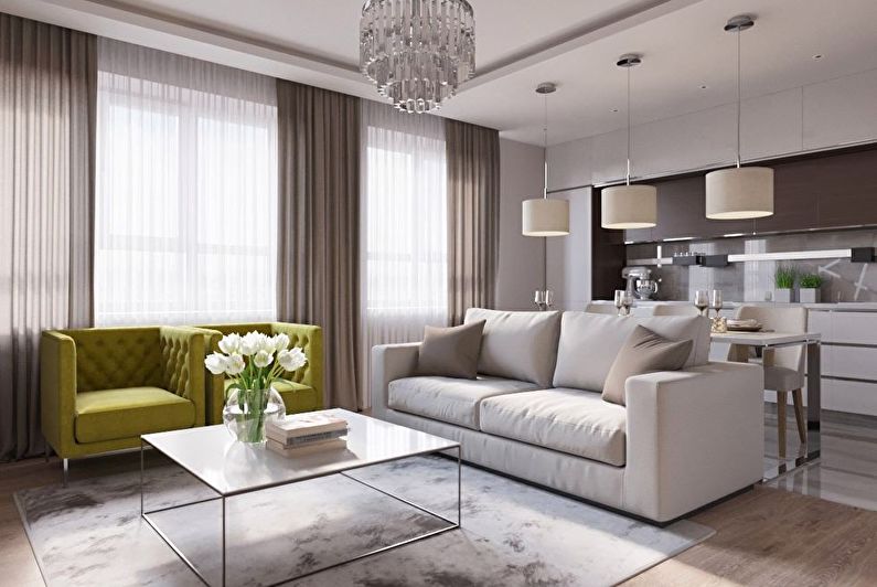 Kitchen-living room in a modern style - Interior Design