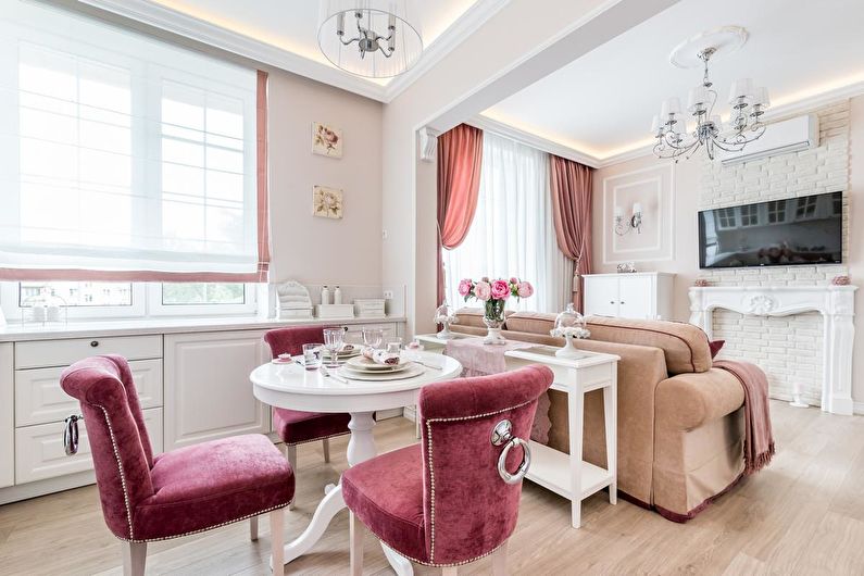 Kitchen-living room in the style of Provence - Interior Design