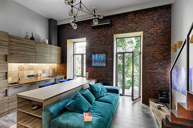 Loft-style kitchen-living room - Interior Design