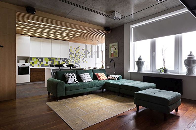 Interior design of a kitchen-living room - photo