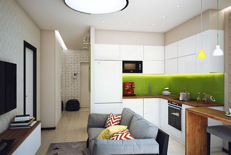 Interior design of a small kitchen-living room - photo