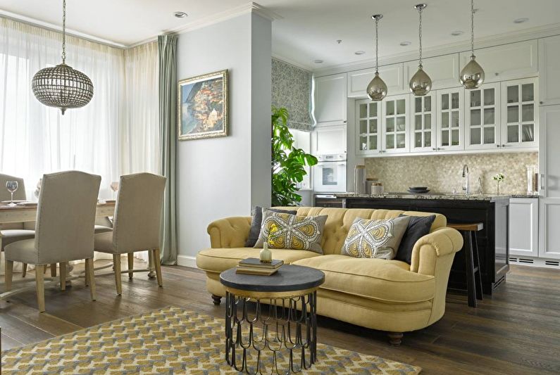 Interior design of a kitchen-living room - photo