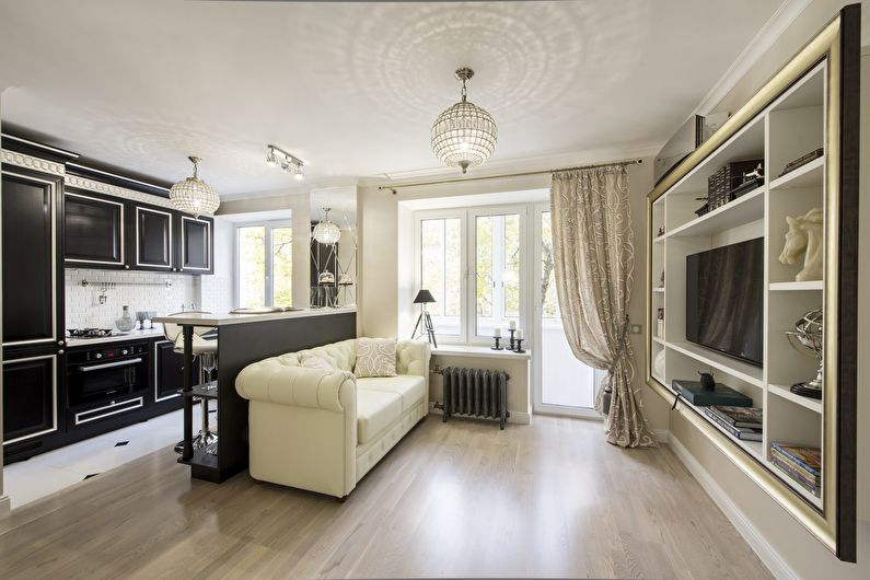 Interior design of a kitchen-living room - photo