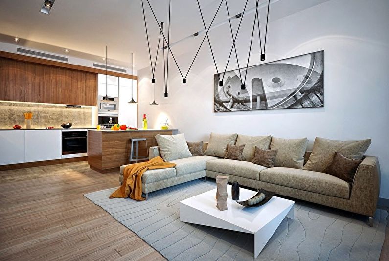 Interior design of a kitchen-living room - photo