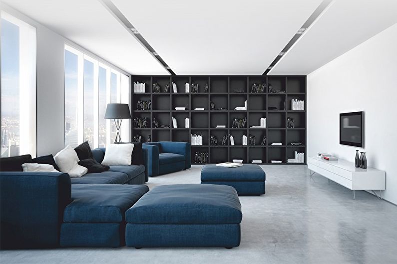 Black and White and Blue - The combination of colors in the interior