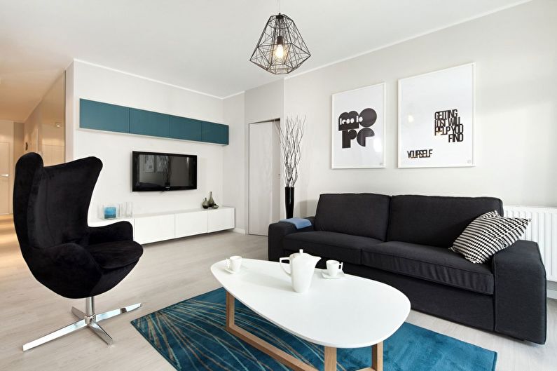 Black and White and Blue - The combination of colors in the interior