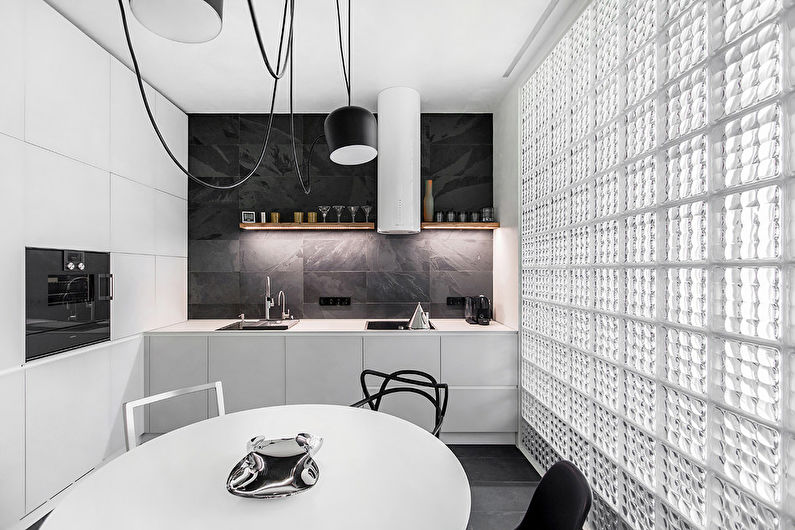 Black and white kitchen interior design - photo