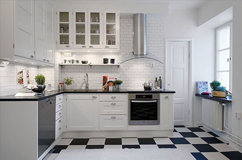 Black and white kitchen interior design - photo