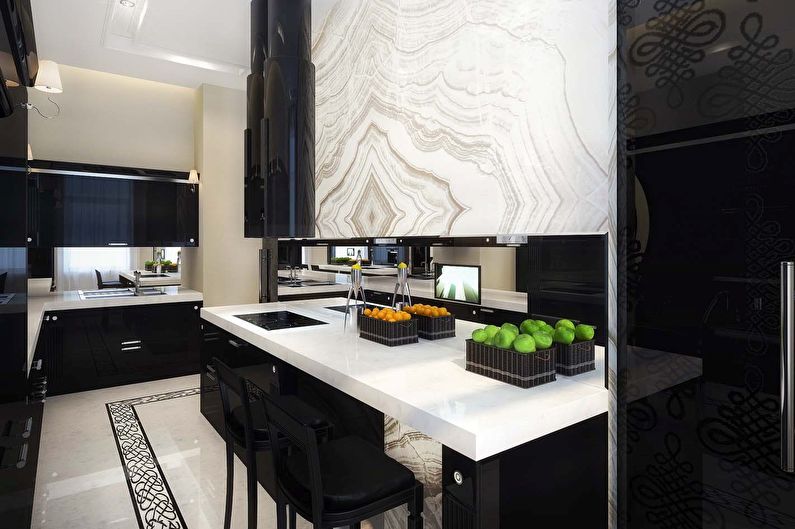 Black and white kitchen interior design - photo