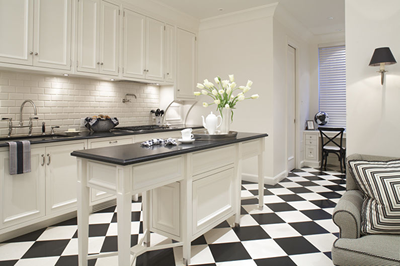 Black and white kitchen interior design - photo