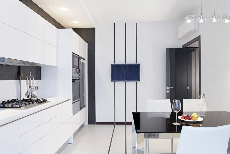 Black and white kitchen interior design - photo