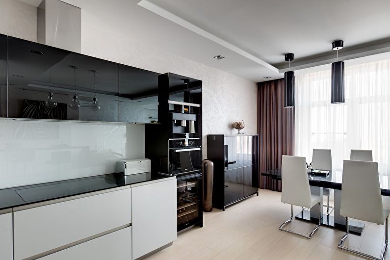Black and white kitchen interior design - photo