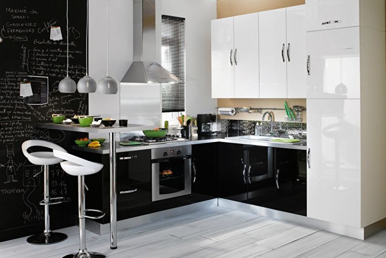 Black and white kitchen interior design - photo