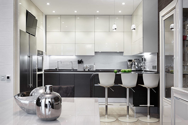 Black and white kitchen interior design - photo