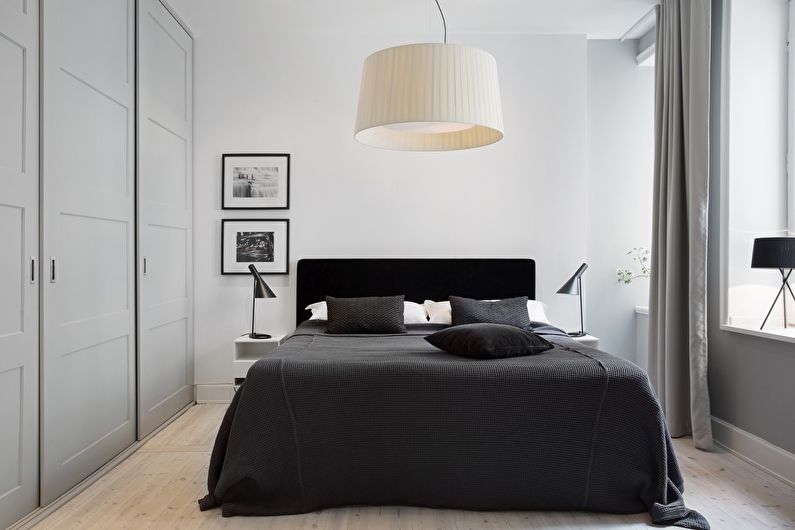 Black and white bedroom interior design - photo