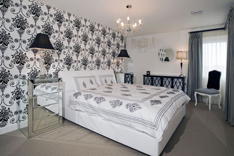 Black and white bedroom interior design - photo
