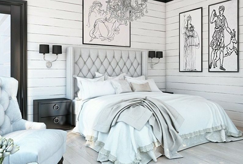 Black and white bedroom interior design - photo