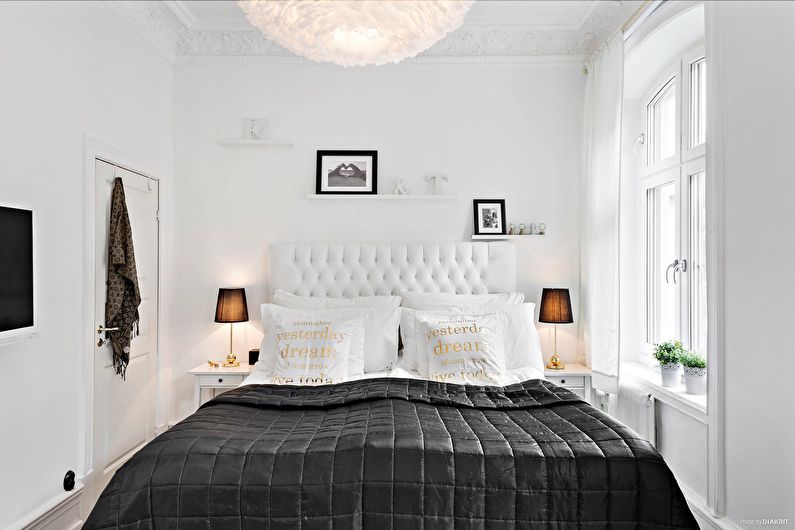 Black and white bedroom interior design - photo