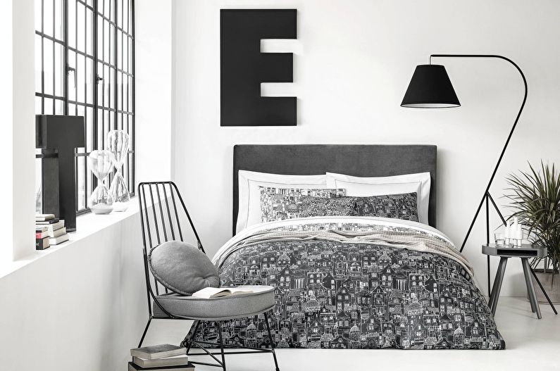 Interior design of a children's room in black and white - photo