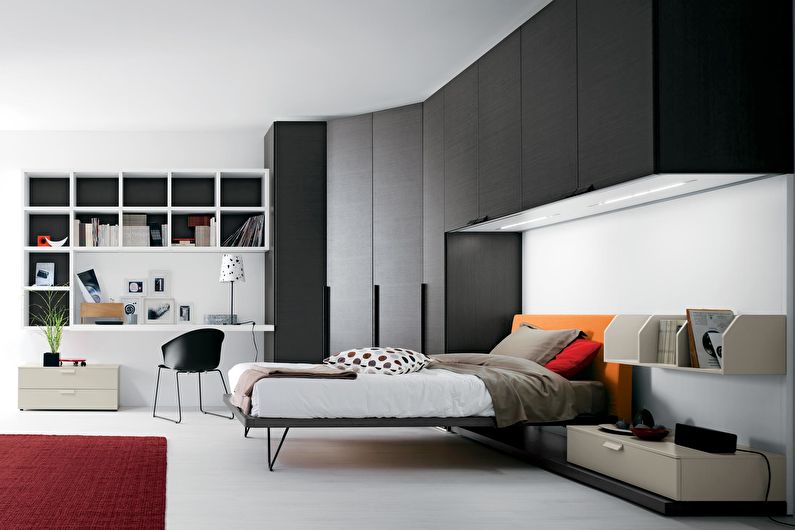 Interior design of a children's room in black and white - photo