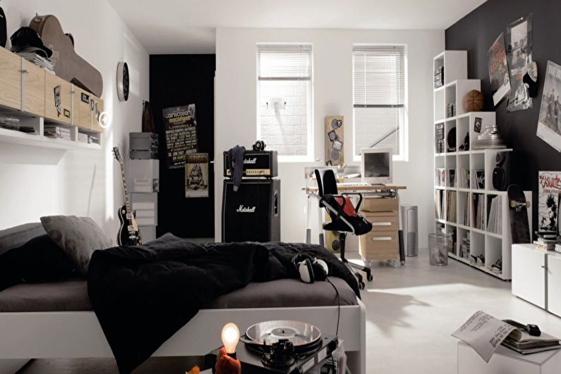 Interior design of a children's room in black and white - photo