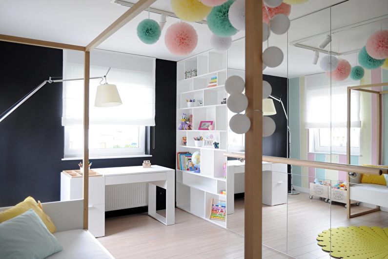 Interior design of a children's room in black and white - photo
