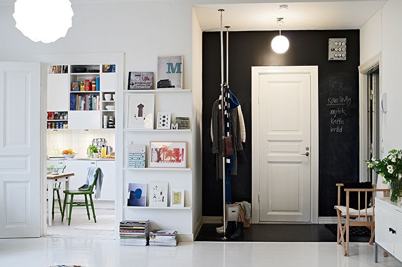 Interior design of the hallway, corridor in black and white - photo