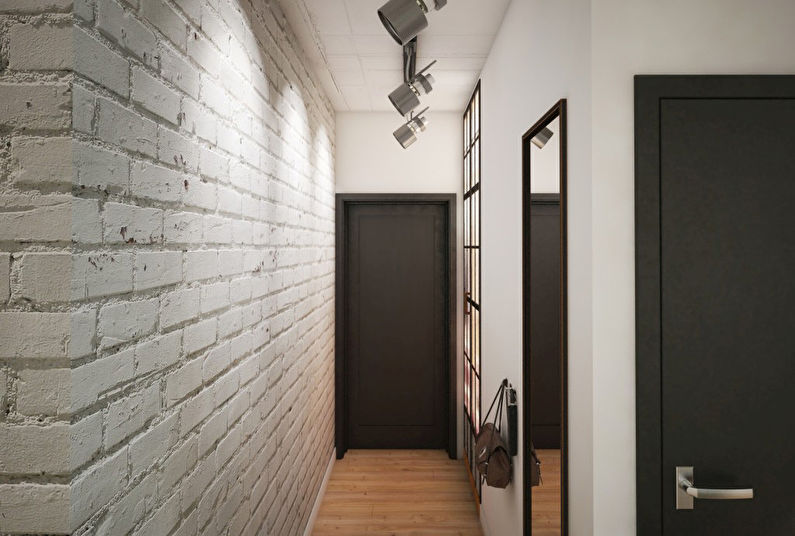 Interior design of the hallway, corridor in black and white - photo