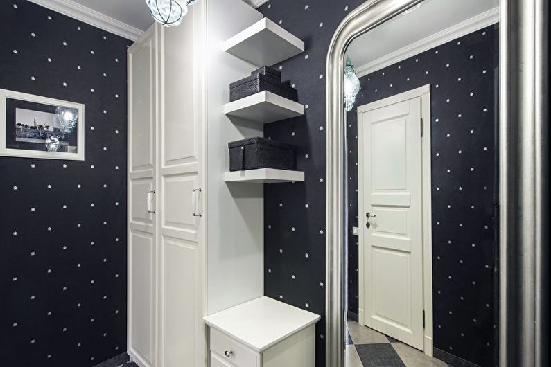 Interior design of the hallway, corridor in black and white - photo