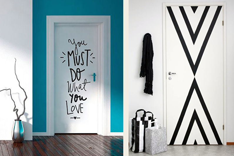 DIY old door decor - Pictures and stickers