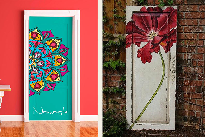 DIY old door decor - Pictures and stickers
