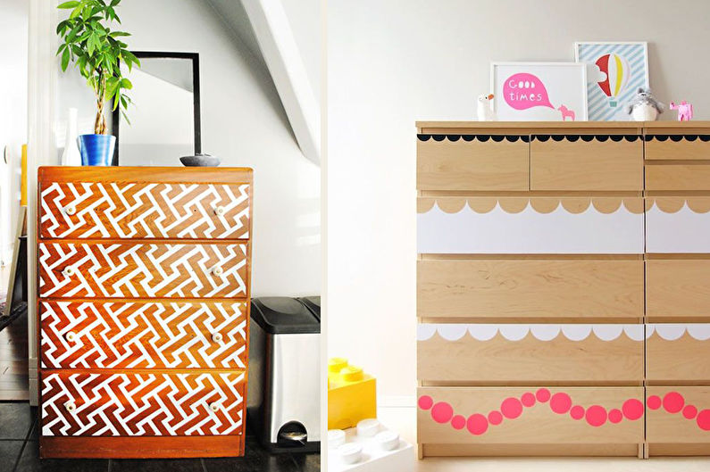 DIY old cabinet decor - Stencils and stickers