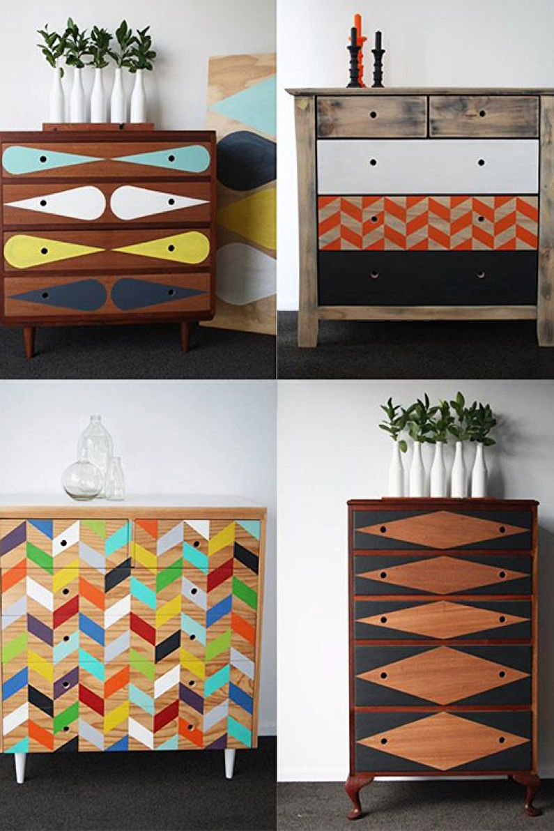 DIY old cabinet decor - Stencils and stickers