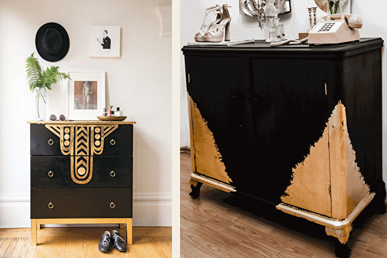 DIY old cabinet decor - Gilding