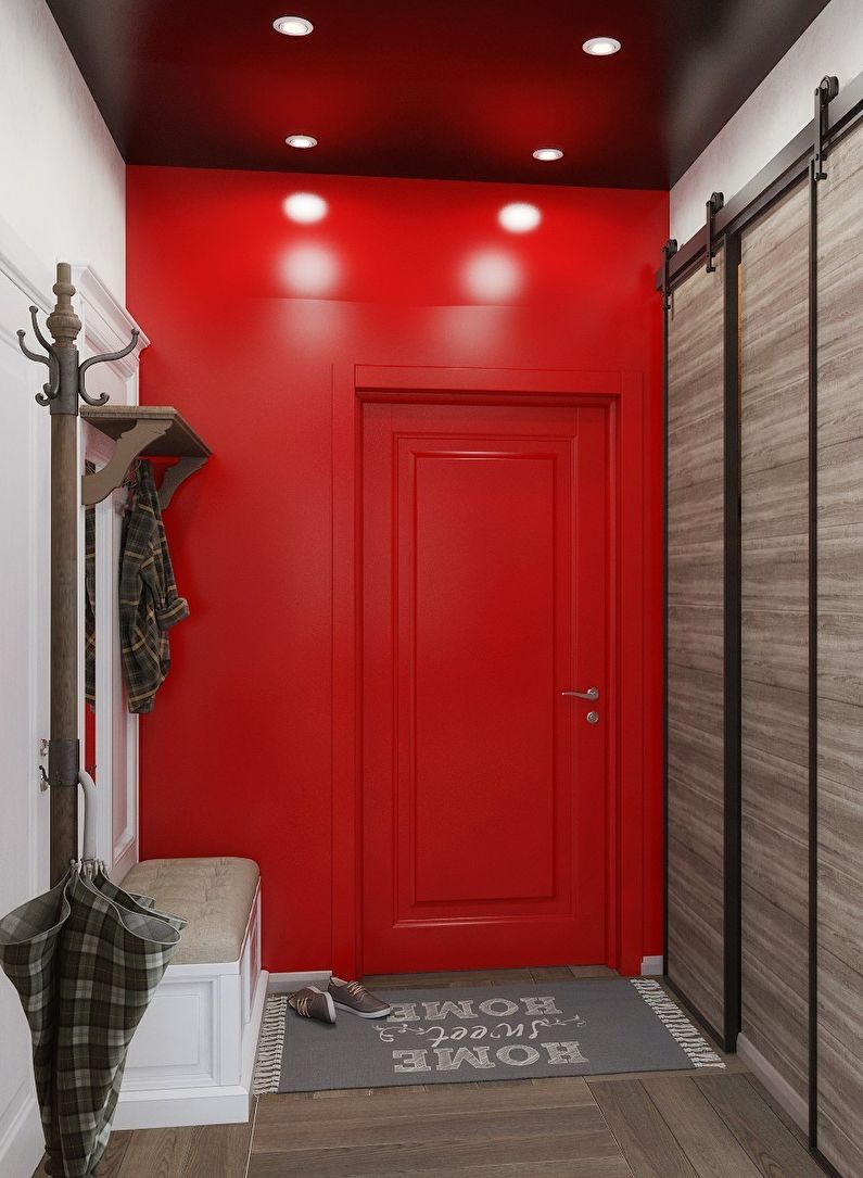 Red hallway in Khrushchev - Interior Design