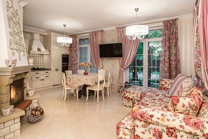 Provence style living room curtains