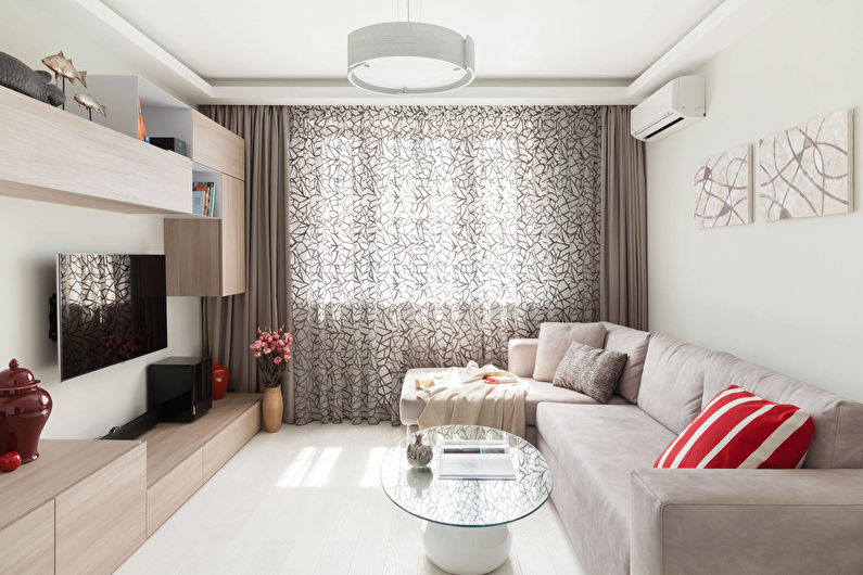 Curtains for a drawing room (hall) - photo