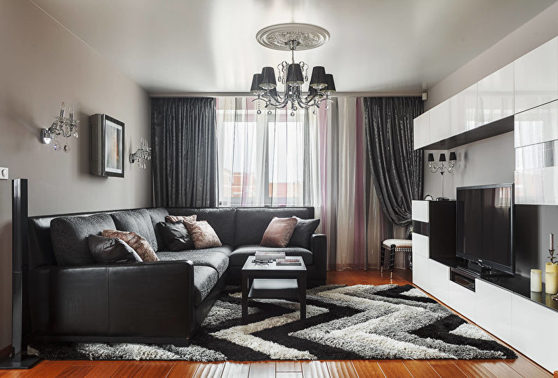 Curtains for a drawing room (hall) - photo