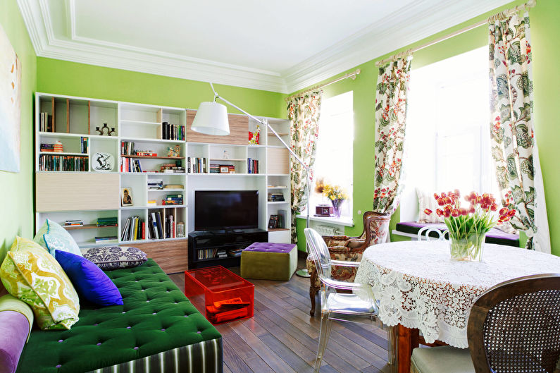 Curtains for a drawing room (hall) - photo