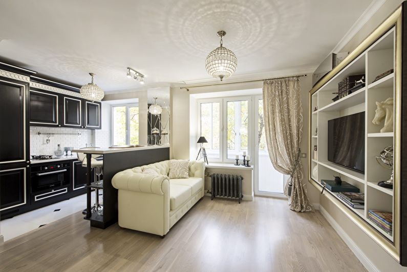 Curtains for a drawing room (hall) - photo