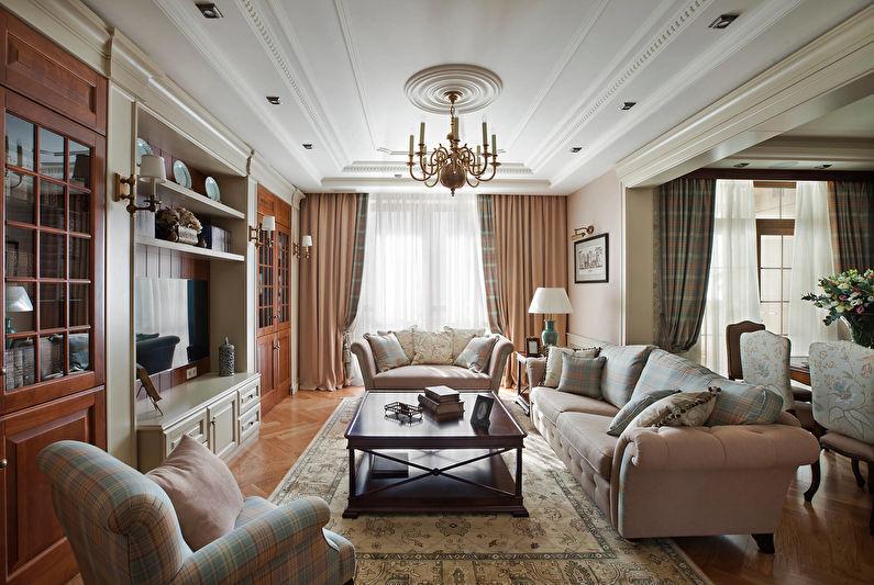 Curtains for a drawing room (hall) - photo