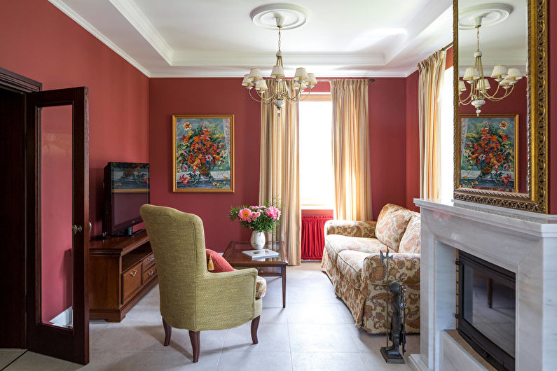 Curtains for a drawing room (hall) - photo