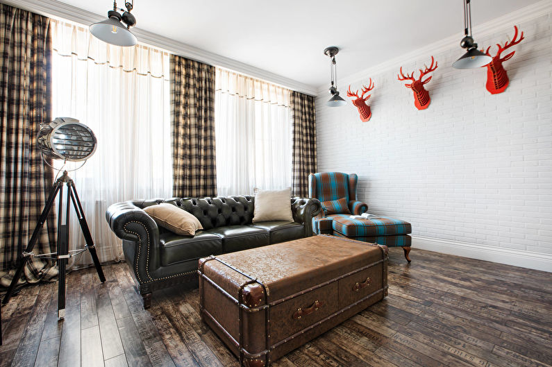 Curtains for a drawing room (hall) - photo