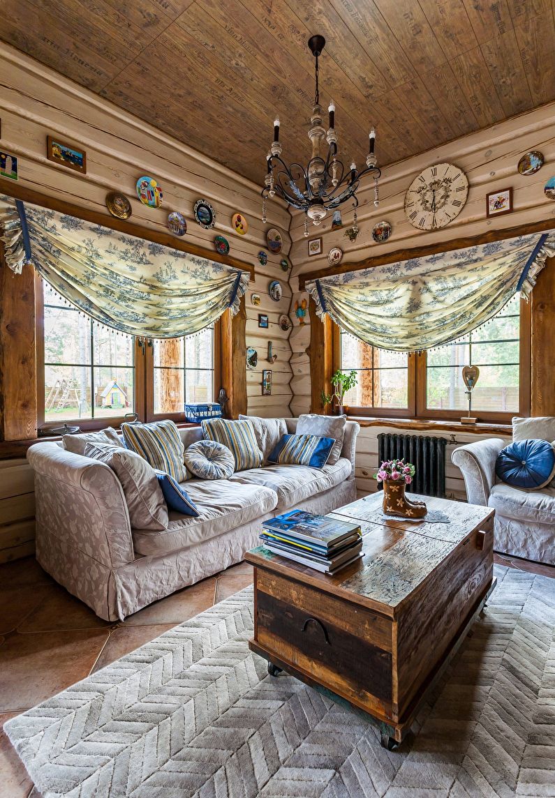 Curtains for a drawing room (hall) - photo