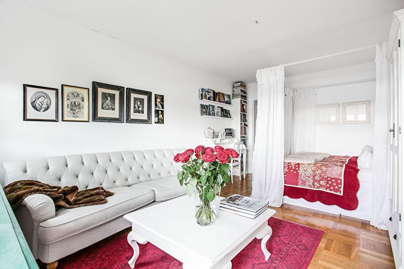 Zoning studio apartment - Curtains and curtains