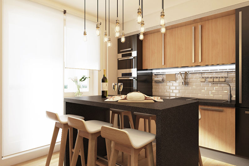Wooden aesthetics in Moscow - Zoning of a studio apartment