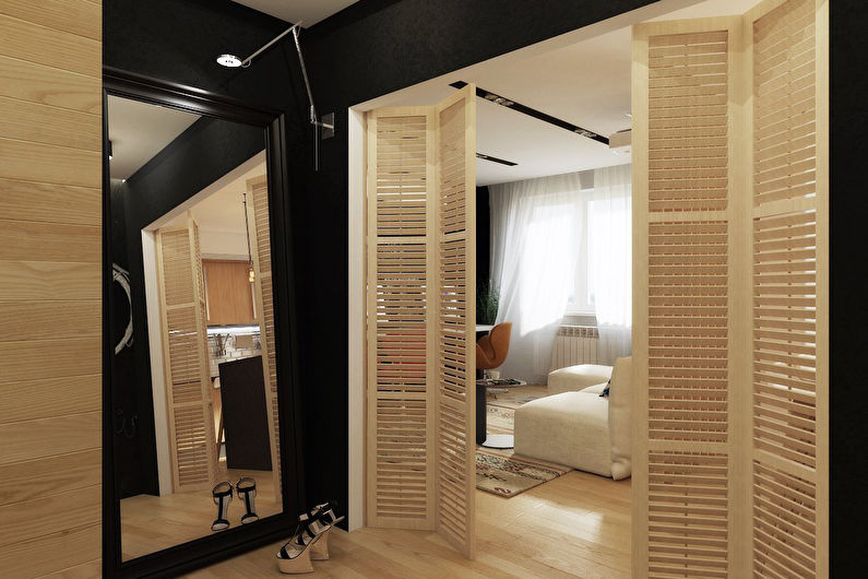Wooden aesthetics in Moscow - Zoning of a studio apartment