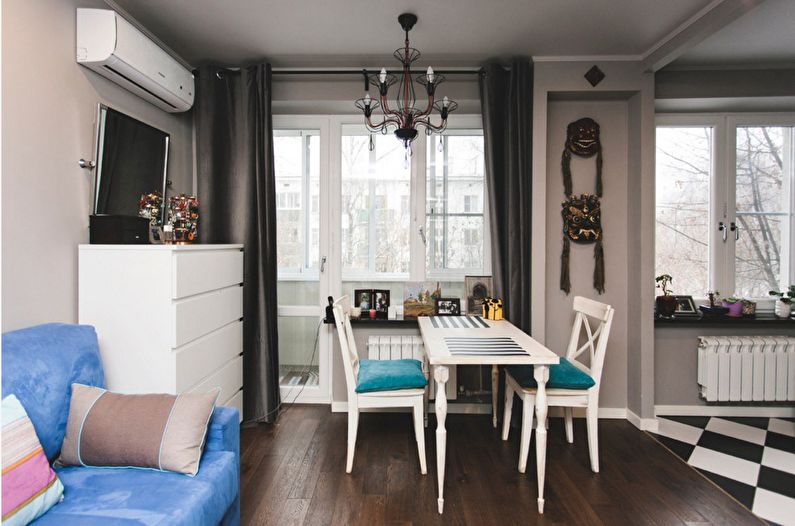 Zoning of a studio apartment in Khrushchev