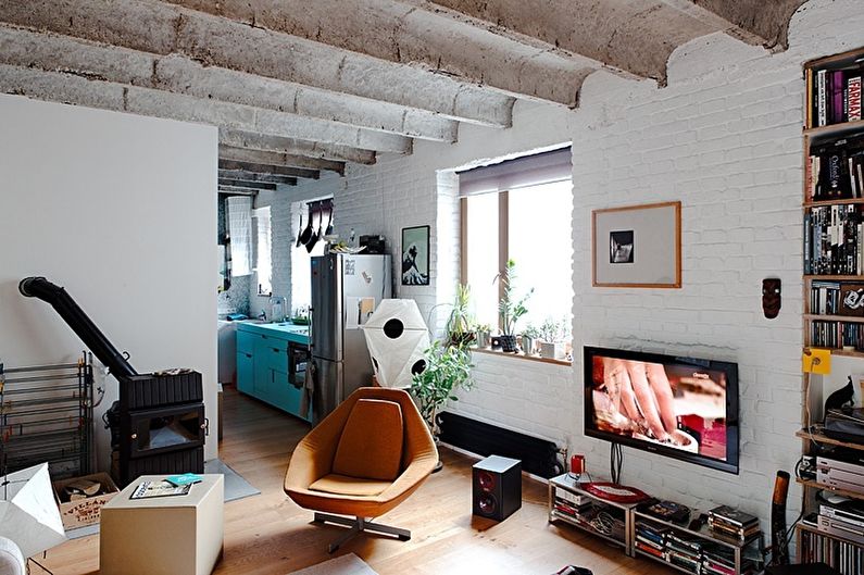 Cozy “book” loft - Zoning of a one-room apartment