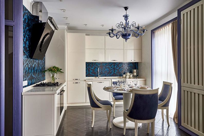 Single-level plasterboard ceilings in the kitchen